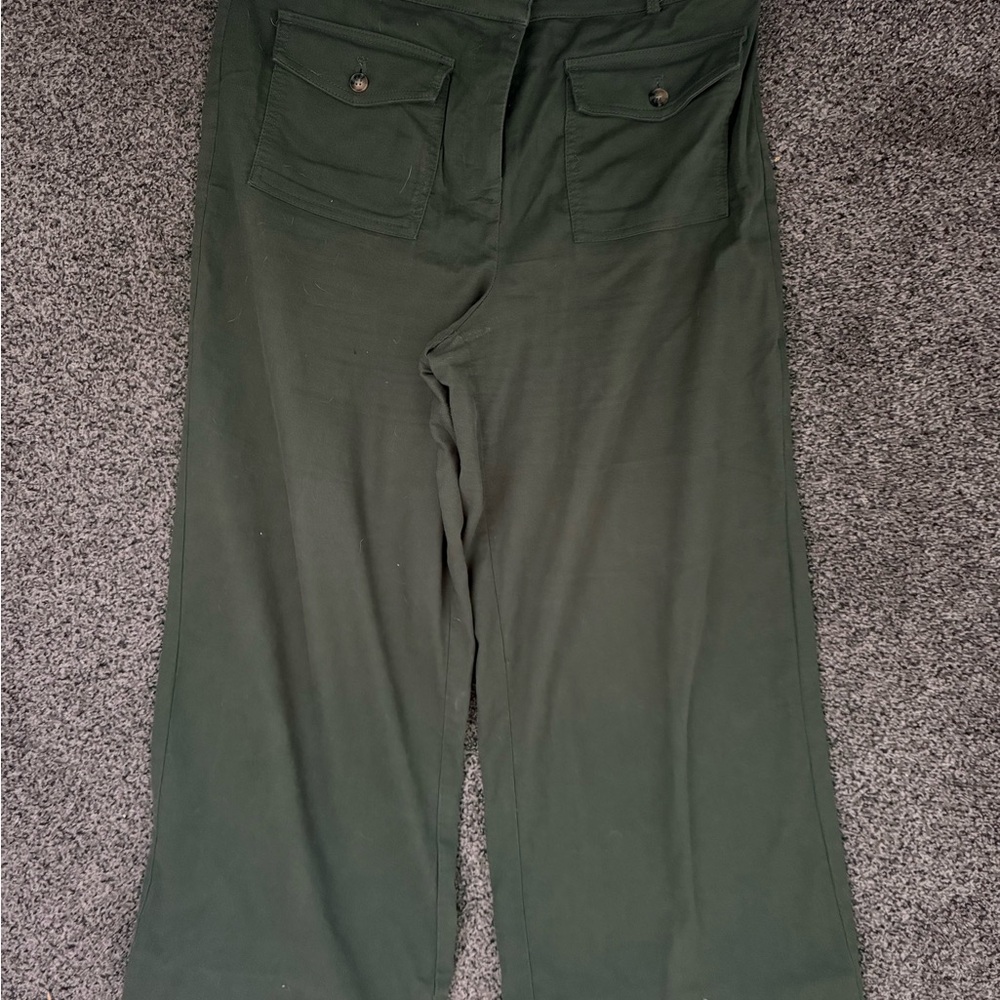LOFT army green Trousers with Button Detail